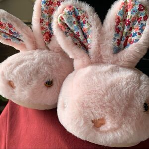 Floral Pink Easter Bunny Kids Slippers